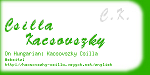 csilla kacsovszky business card